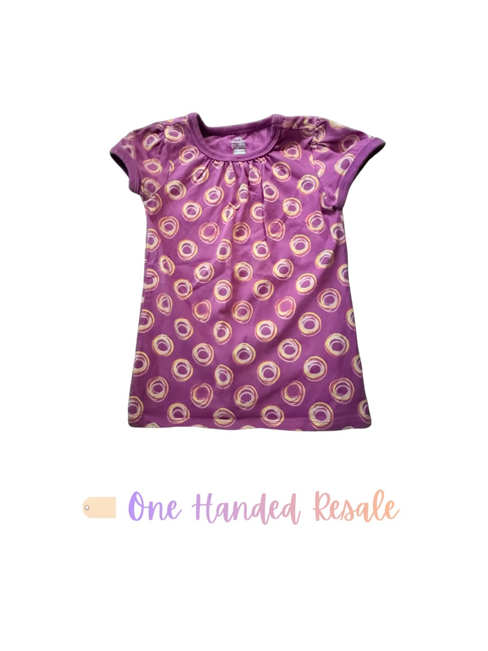 💜 Old Navy Medium Purple Girls Tee w/ Yellow Circle Print Design 3T